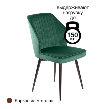 Стул Берг поворотный 360 градусов, комплект (2 шт), бархат зеленый 19/ черный конус